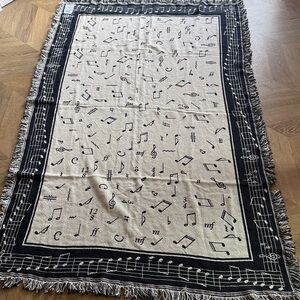 Vintage music themed tapestry blanket